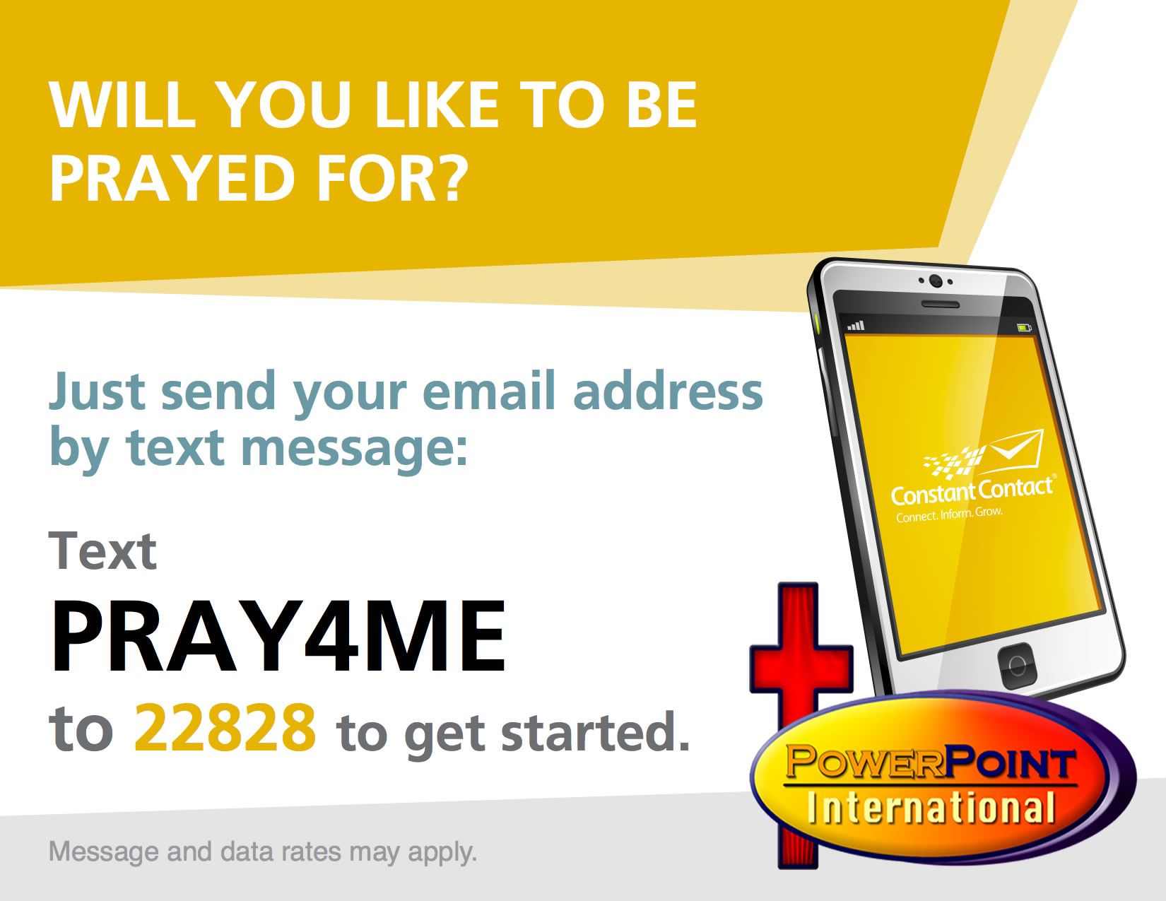 PLEASE TEXT "PRAY4ME" TO 22828 TO GET ON OUR PRAYER LIST ...